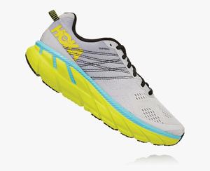 Hoka One One Men's Clifton 6 Wide Road Running Shoes Grey/White Sale Canada [ORNUC-0984]